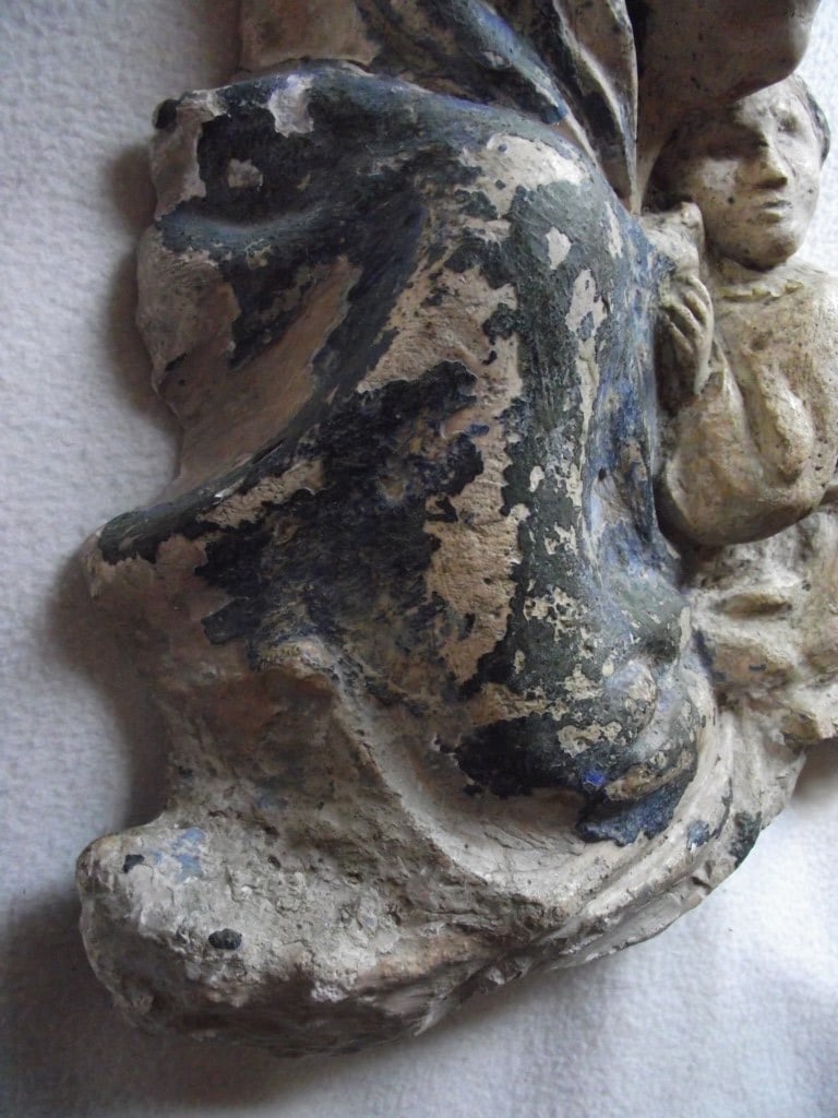 Antique Madonna & Child Wall Hanging Figure - 11 3/4"" High. - 15