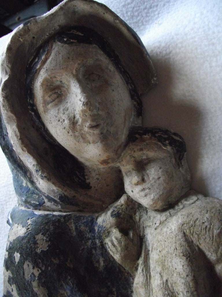 Antique Madonna & Child Wall Hanging Figure - 11 3/4"" High. - 18