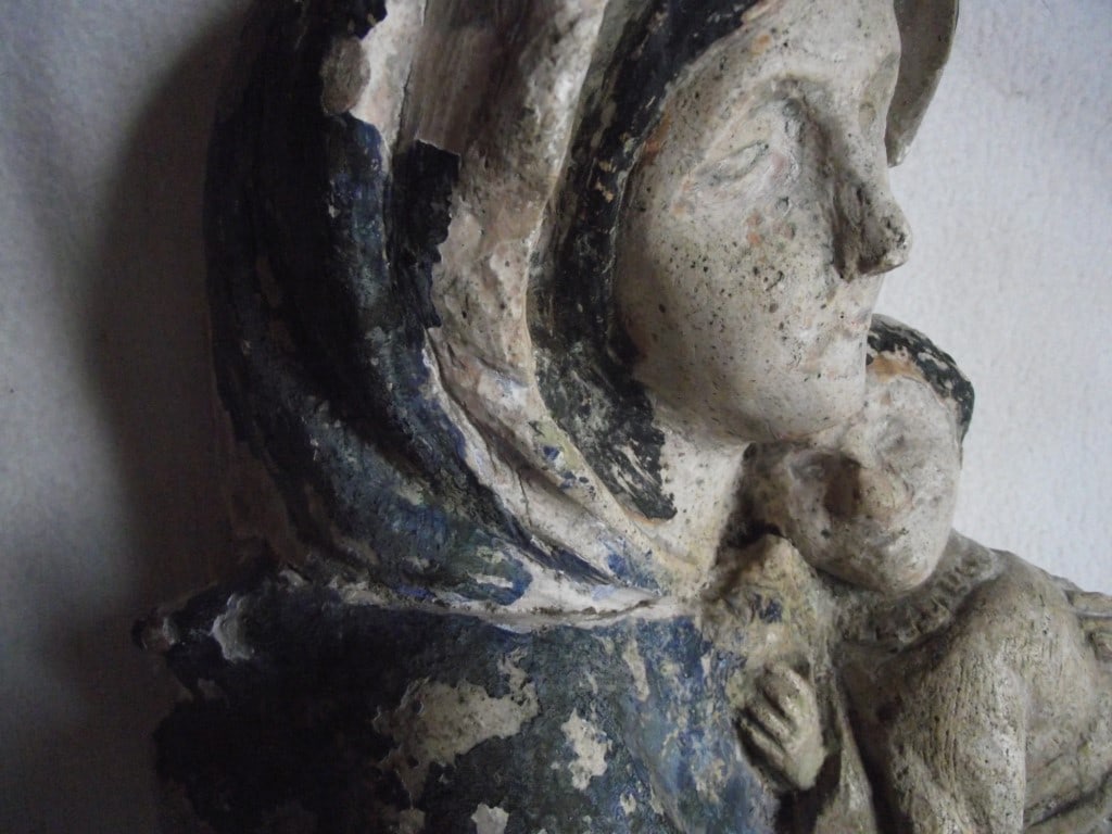 Antique Madonna & Child Wall Hanging Figure - 11 3/4"" High. - 3