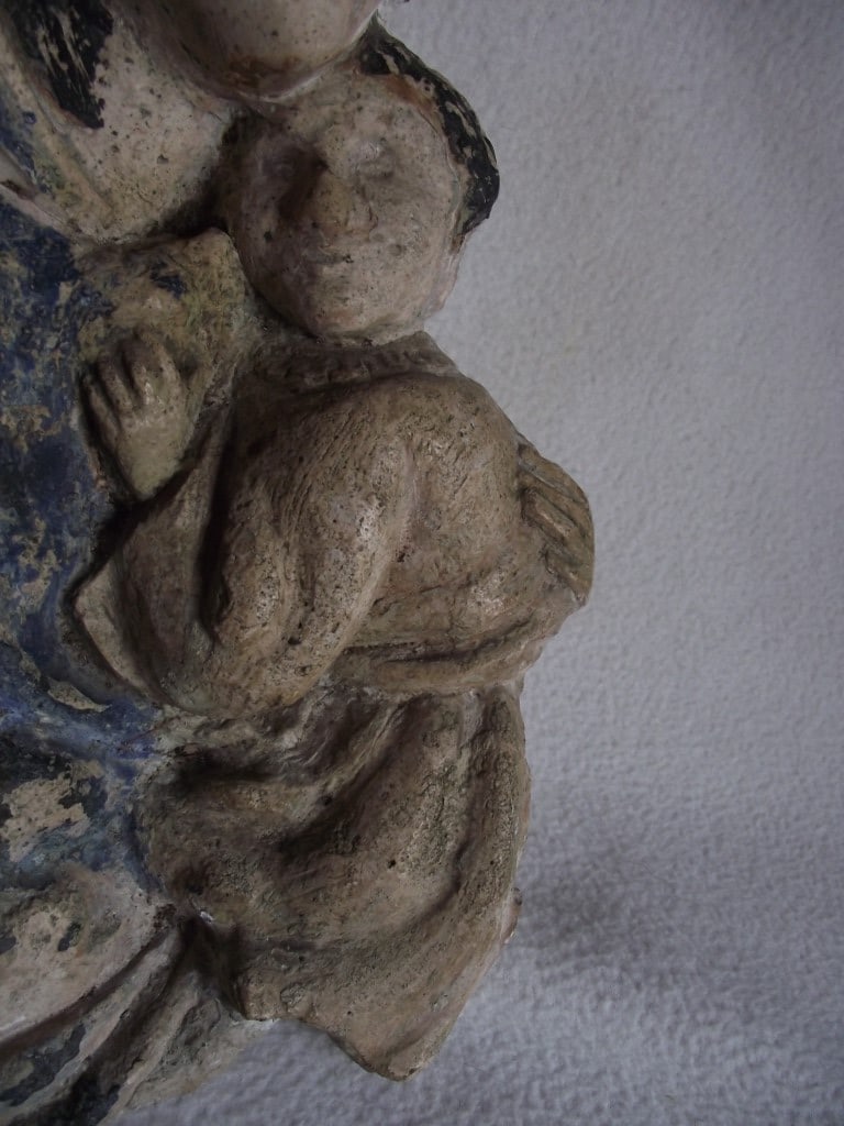 Antique Madonna & Child Wall Hanging Figure - 11 3/4"" High. - 5