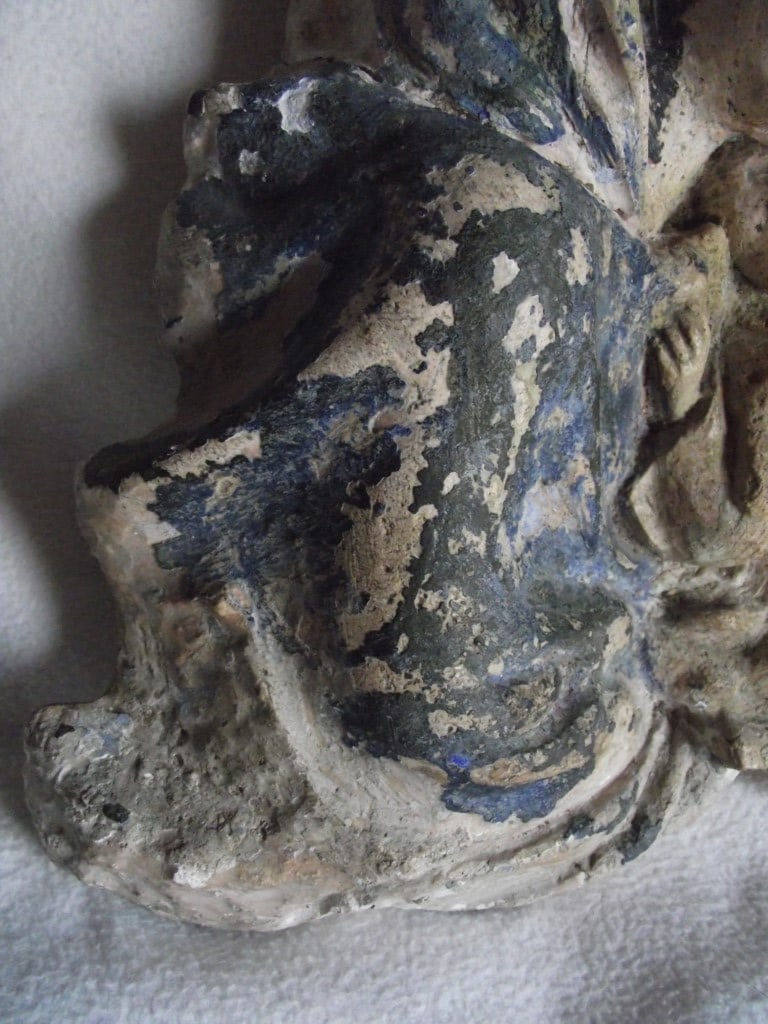 Antique Madonna & Child Wall Hanging Figure - 11 3/4"" High. - 6