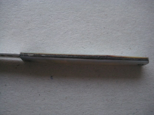 George III Mother of Pearl Hafted Silver Scimitar Bladed Folding Fruit Knife, c1784 - 6