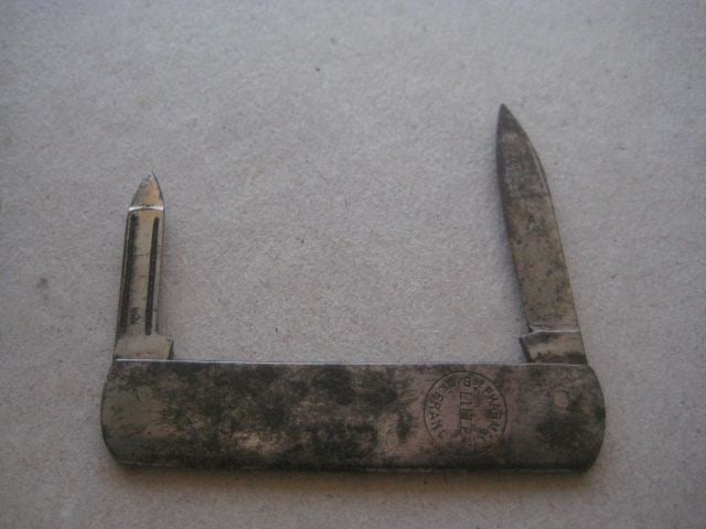 Antique French Steel Hafted Twin Bladed Penknife, c1900: Title: Antique French Steel Hafted Twin Bladed Penknife, c1900 Description: Antique French Steel Hafted Twin Bladed Penknife. Stamped on the handle GDE Pharmacie, Lille, Fran