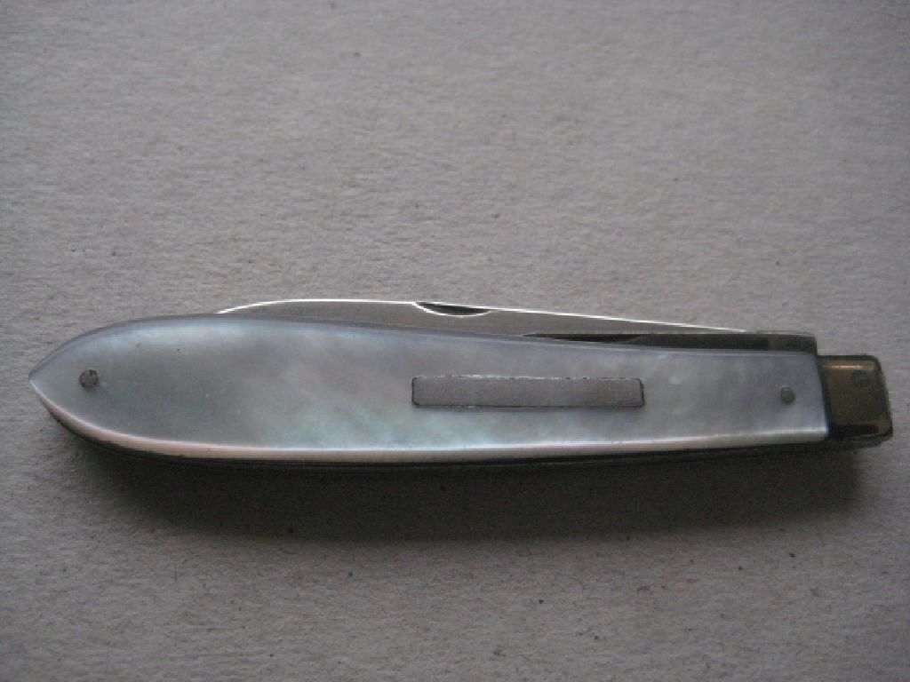 Rare George IV Mother of Pearl Hafted Twin Bladed Silver Folding Fruit Knife, Sheffield 1827 - 9