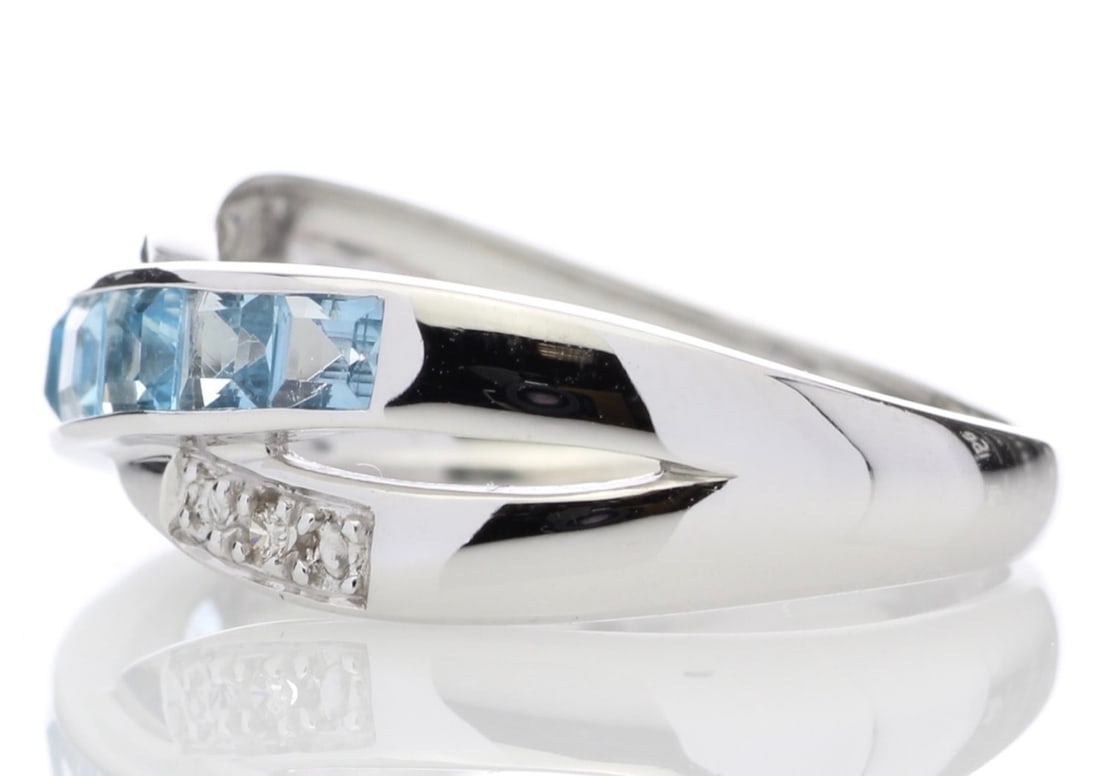 9Ct White Gold Blue Topaz and Diamond Ring (BT1.50) 0.02 Carats - 2