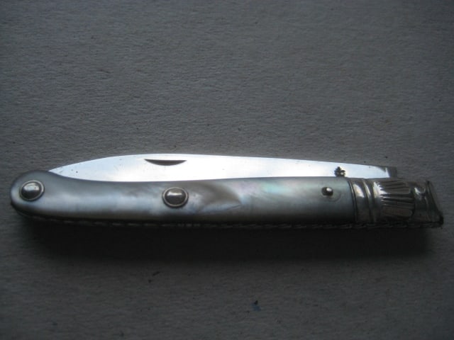George III Mother of Pearl Hafted Silver Bladed Folding Fruit Knife, c1780 - 9