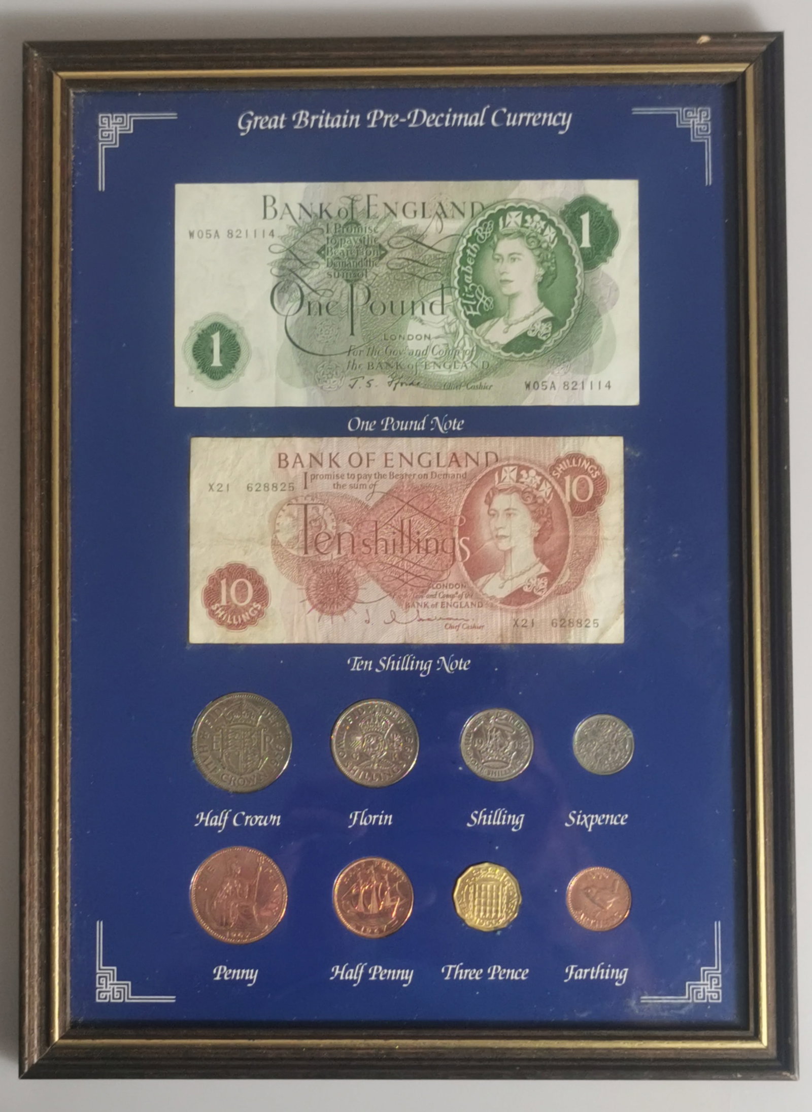 Great Britain Pre-Decimal Currency Framed Display Set - Coins & Banknotes Collection (1 of 4)