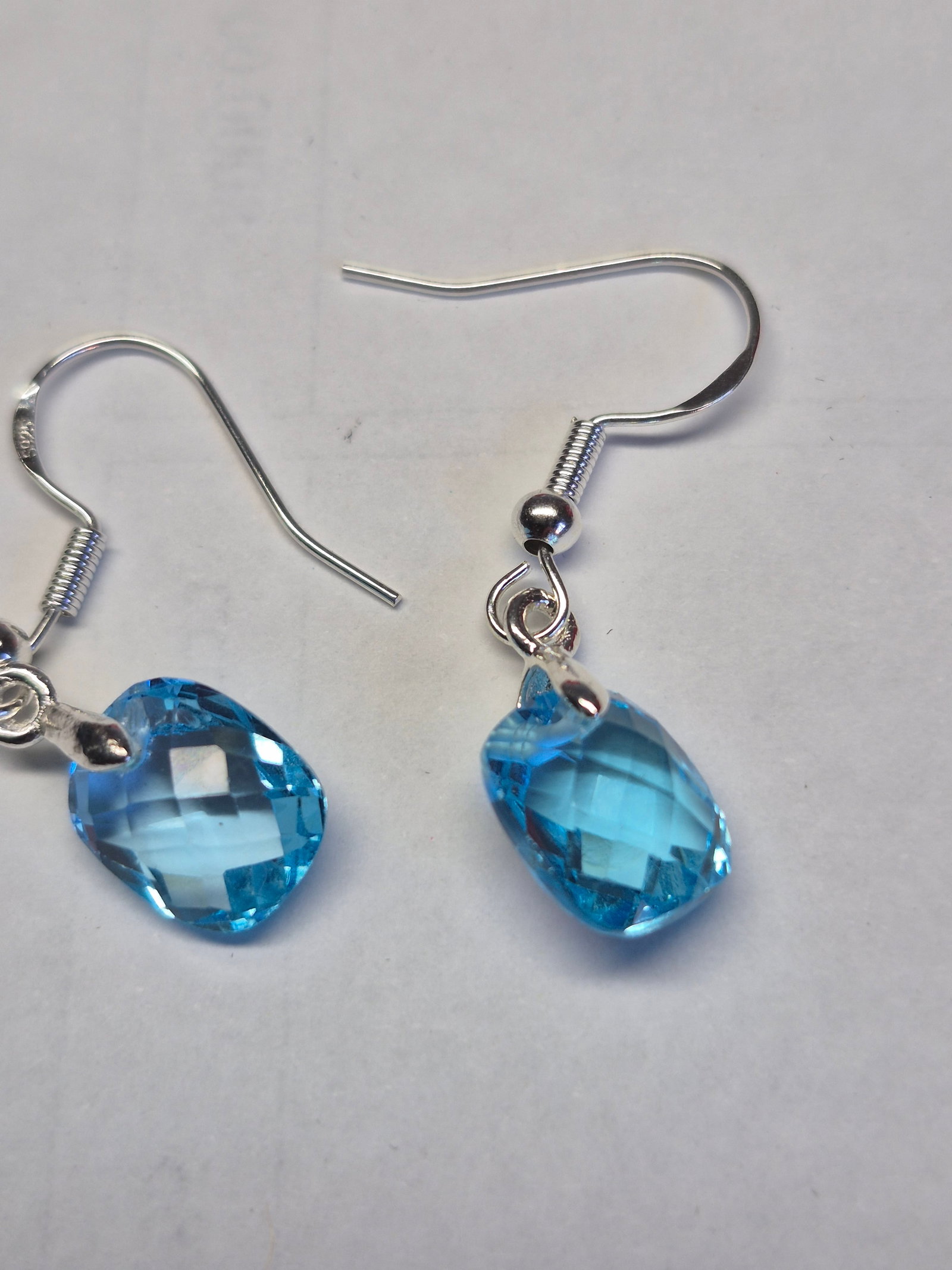 Title: Natural Blue Topaz Drop Earrings in 925 Sterling Silver – Faceted Teardrop - 2