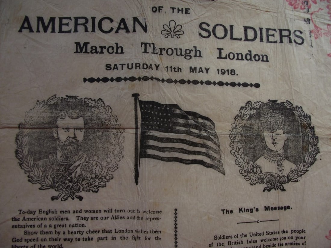 Souvenir Napkin - American Soldiers March Through London Saturday 11th May 1918 - 10