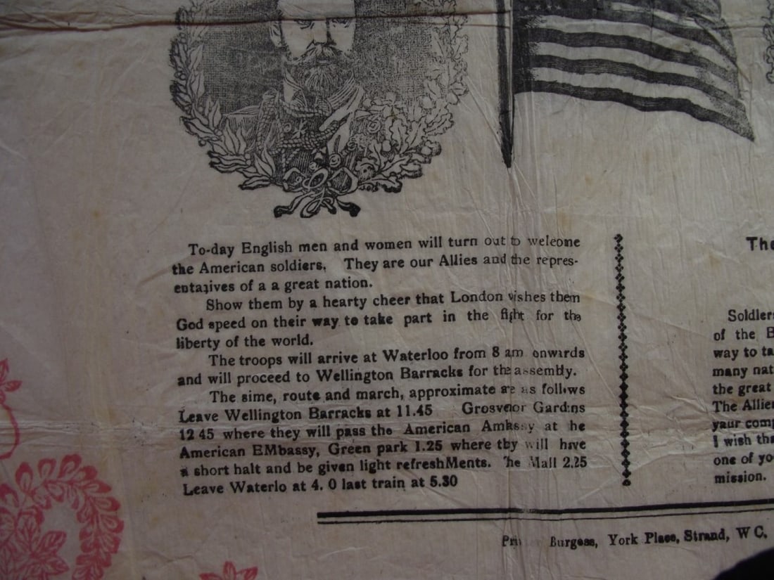 Souvenir Napkin - American Soldiers March Through London Saturday 11th May 1918 - 11