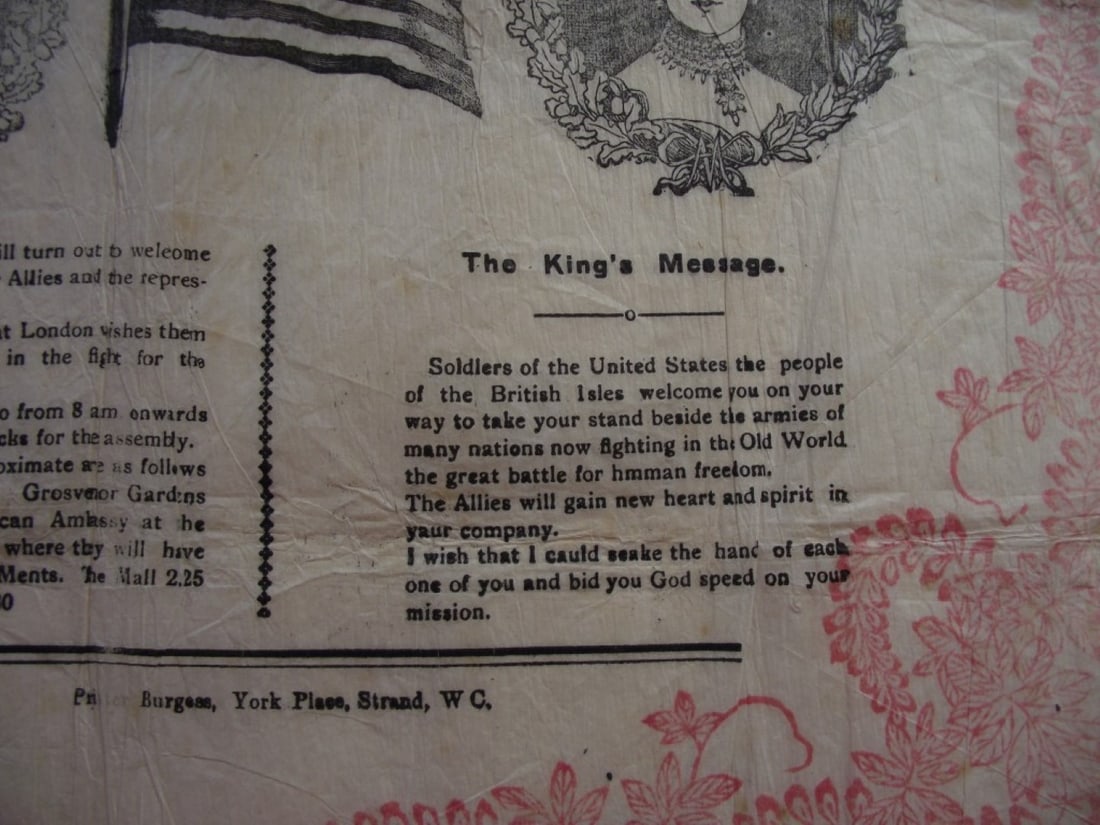 Souvenir Napkin - American Soldiers March Through London Saturday 11th May 1918 - 12