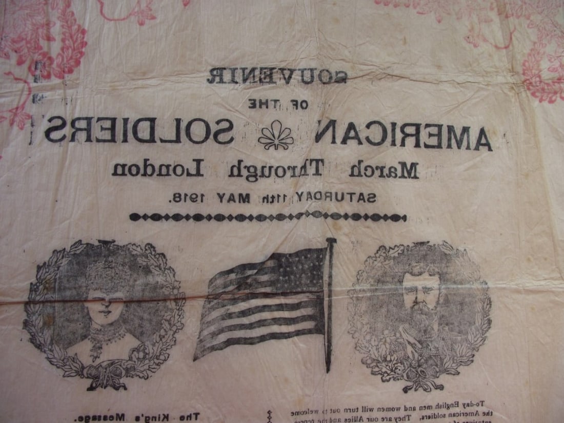 Souvenir Napkin - American Soldiers March Through London Saturday 11th May 1918 - 15