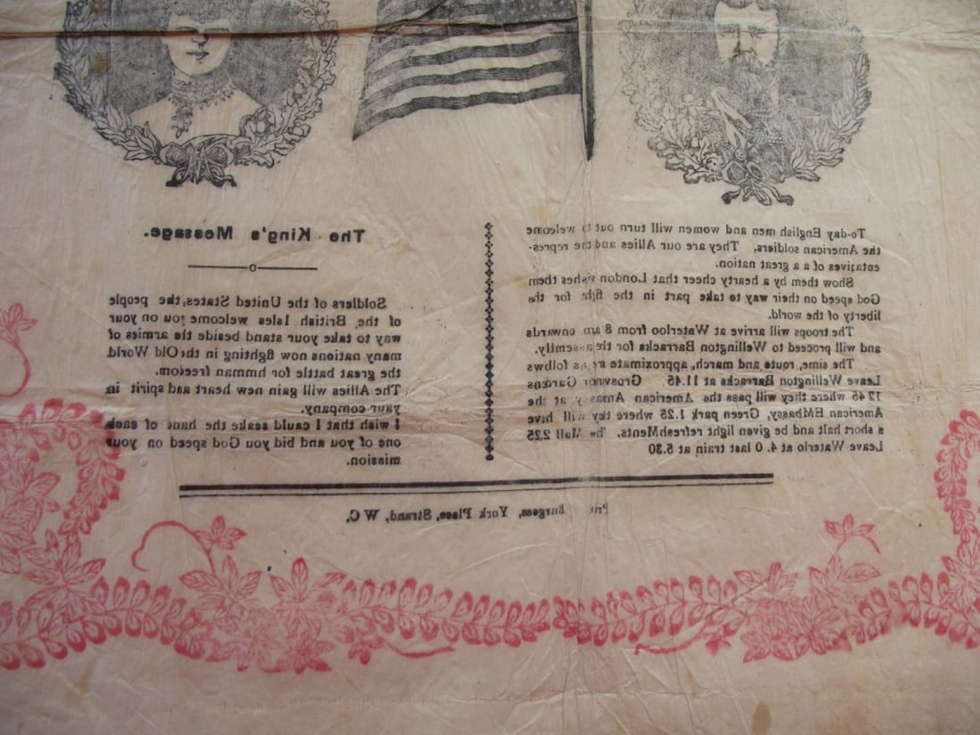 Souvenir Napkin - American Soldiers March Through London Saturday 11th May 1918 - 16