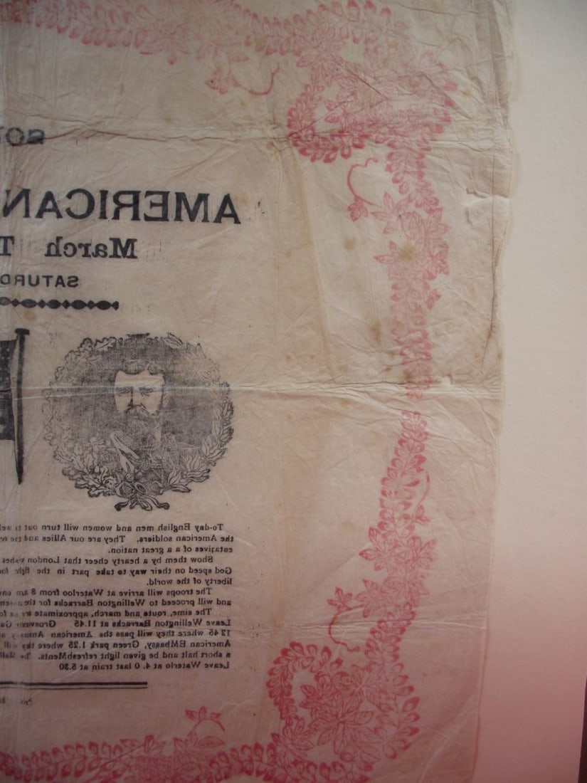 Souvenir Napkin - American Soldiers March Through London Saturday 11th May 1918 - 17