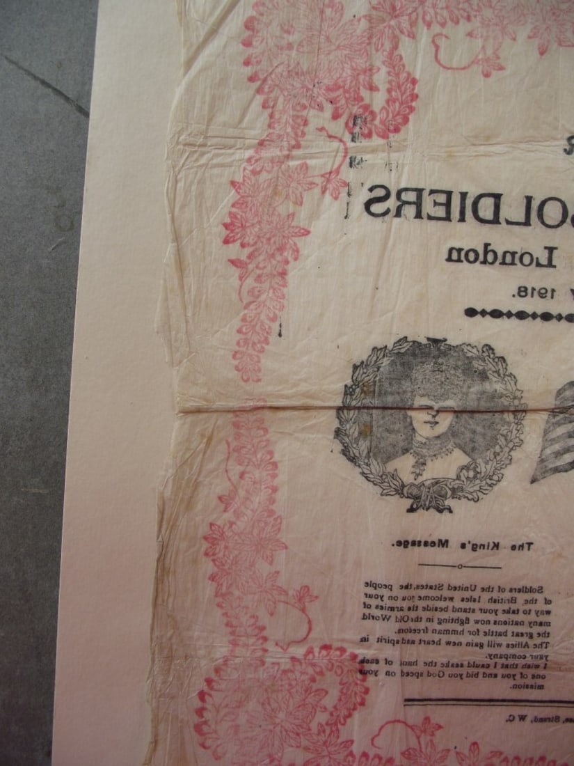 Souvenir Napkin - American Soldiers March Through London Saturday 11th May 1918 - 18