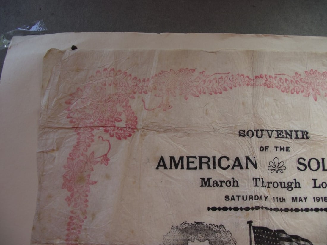 Souvenir Napkin - American Soldiers March Through London Saturday 11th May 1918 - 2