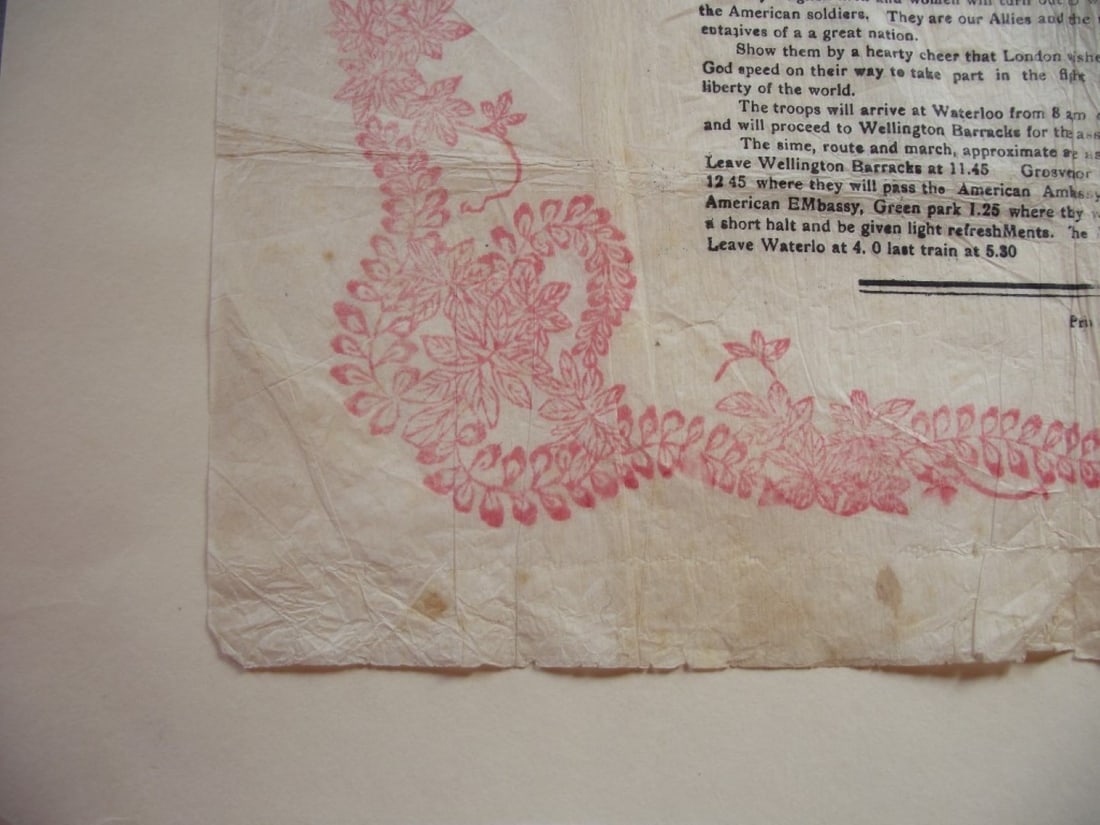 Souvenir Napkin - American Soldiers March Through London Saturday 11th May 1918 - 5