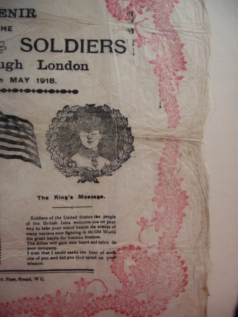 Souvenir Napkin - American Soldiers March Through London Saturday 11th May 1918 - 7