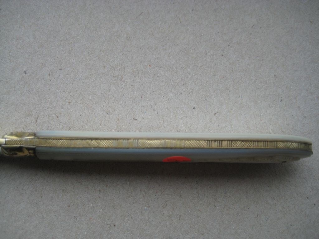 Rare Victorian Mother of Pearl Hafted Silver-Gilt Bladed Folding Fruit Knife, Sheffield 1874 - 6