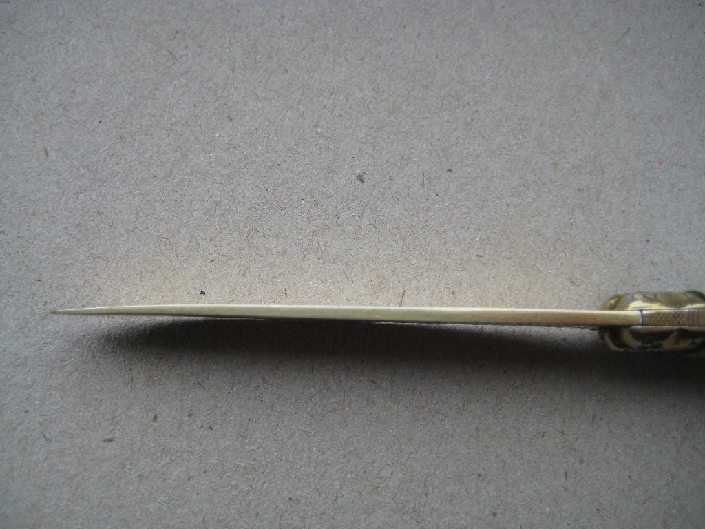 Rare Victorian Mother of Pearl Hafted Silver-Gilt Bladed Folding Fruit Knife, Sheffield 1874 - 7