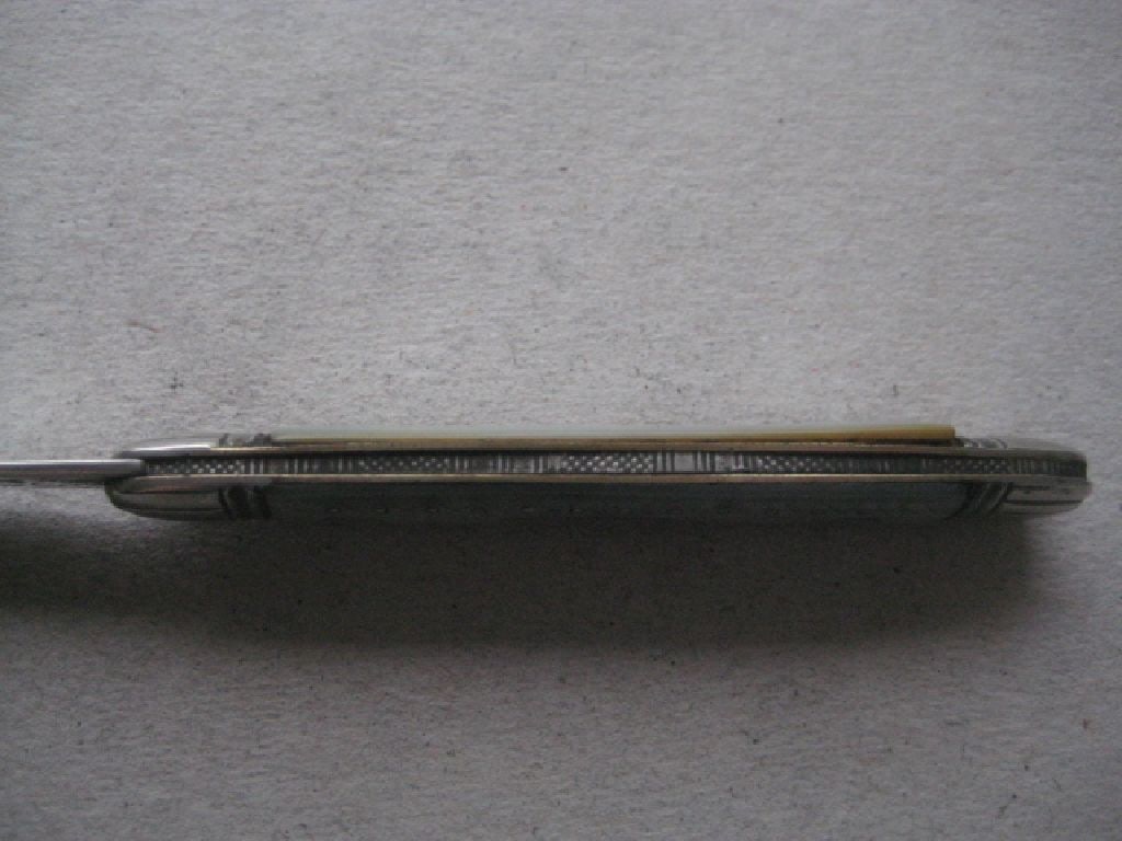 George V Mother of Pearl Hafted Silver Bladed Folding Fruit Knife, Birmingham 1919 - 7