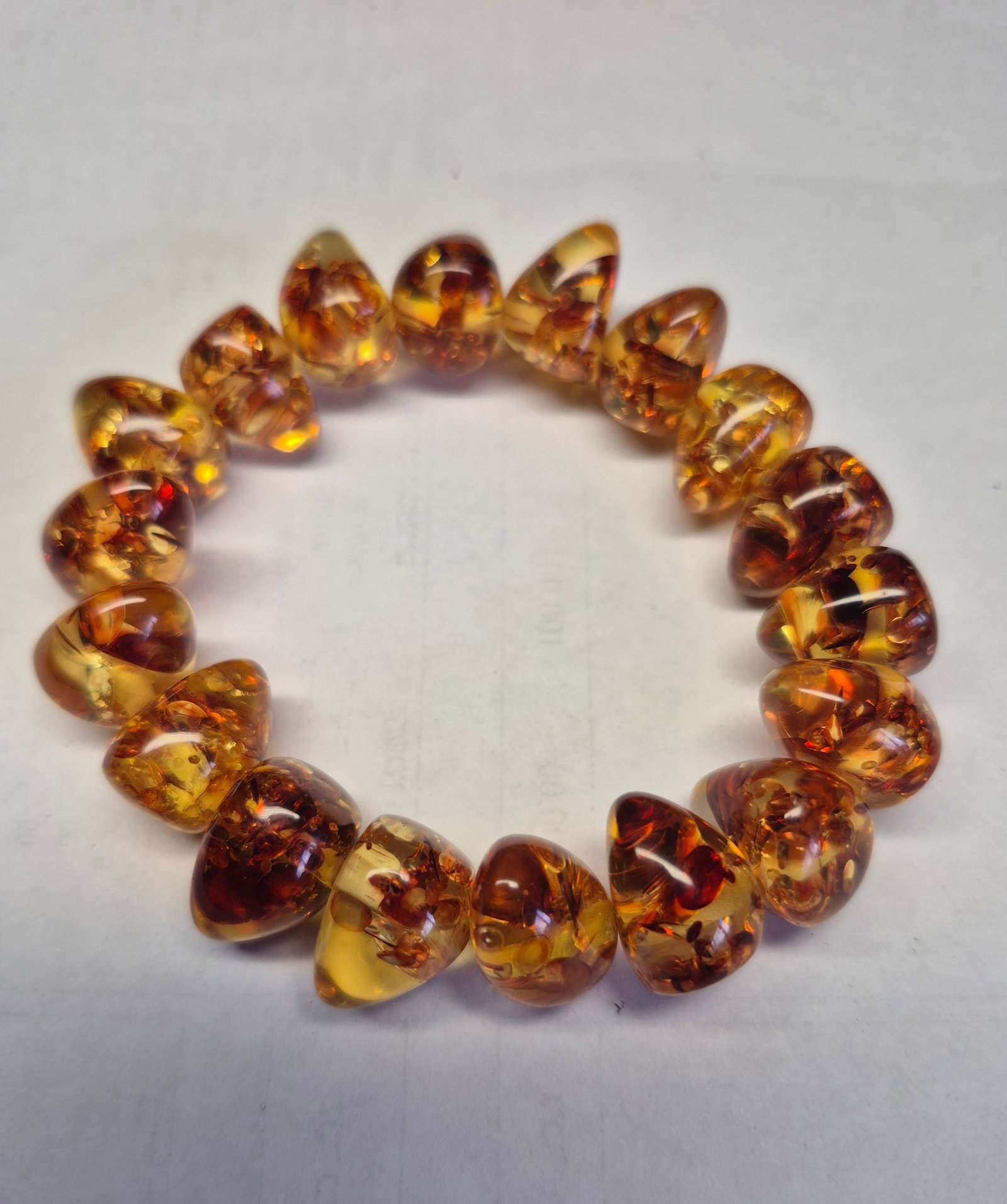Natural Baltic Amber Nugget Stretch Bracelet – Cognac Honey Amber Beads – Handmade Elast (1 of 1)