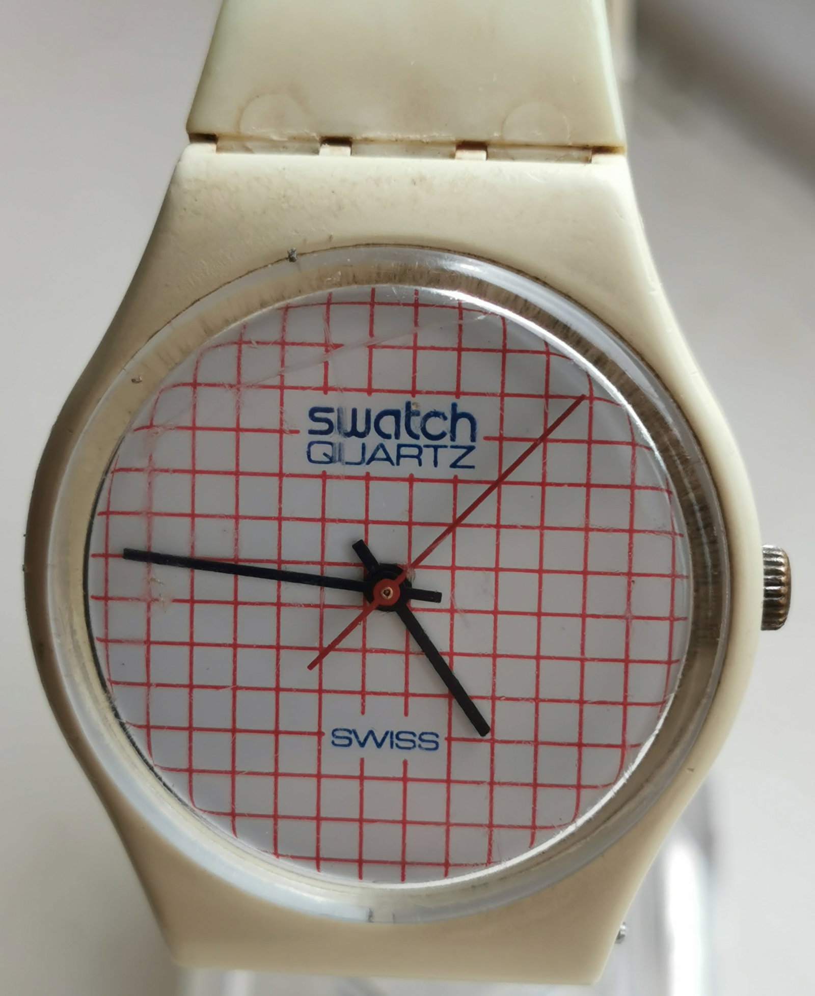 Rare Vintage 1980s Swatch Quartz Grid Dial Watch - 3