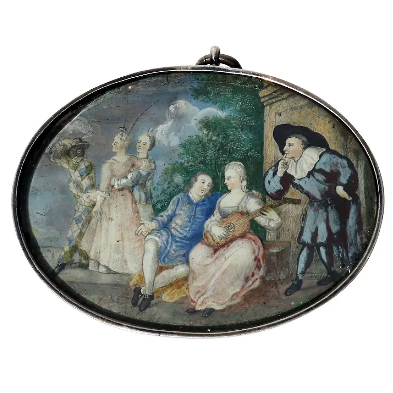 An Extremely Rare European Miniature Painting of A Fete Champêtre Galante C.18thC: Title: An Extremely Rare European Miniature Painting of A Fete Champêtre Galante C.18thC Description: An unusual & extremely rare gouache / watercolour Miniature Painting of a fete