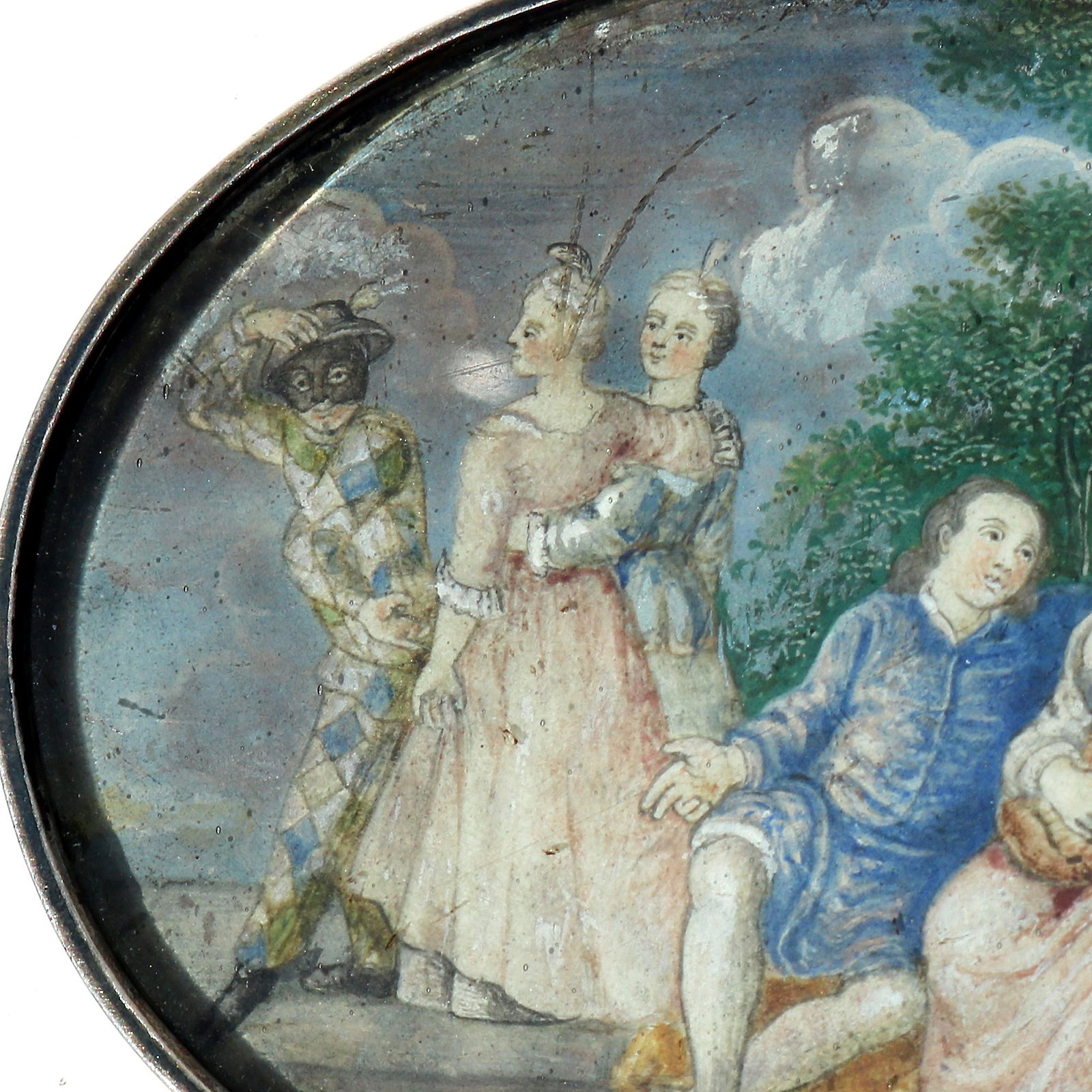 An Extremely Rare European Miniature Painting of A Fete Champêtre Galante C.18thC - 2