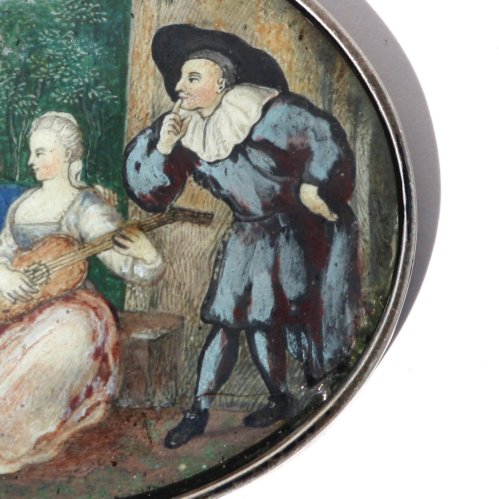 An Extremely Rare European Miniature Painting of A Fete Champêtre Galante C.18thC - 3