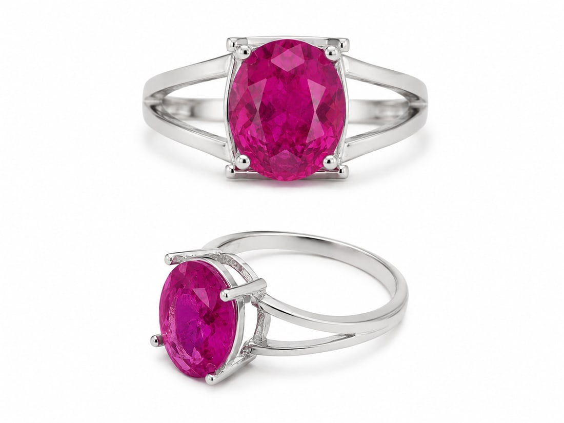 925 Sterling Silver Ring With 14x10mm Ruby Corundum – Elegant Oval Statement Ring (1 of 1)