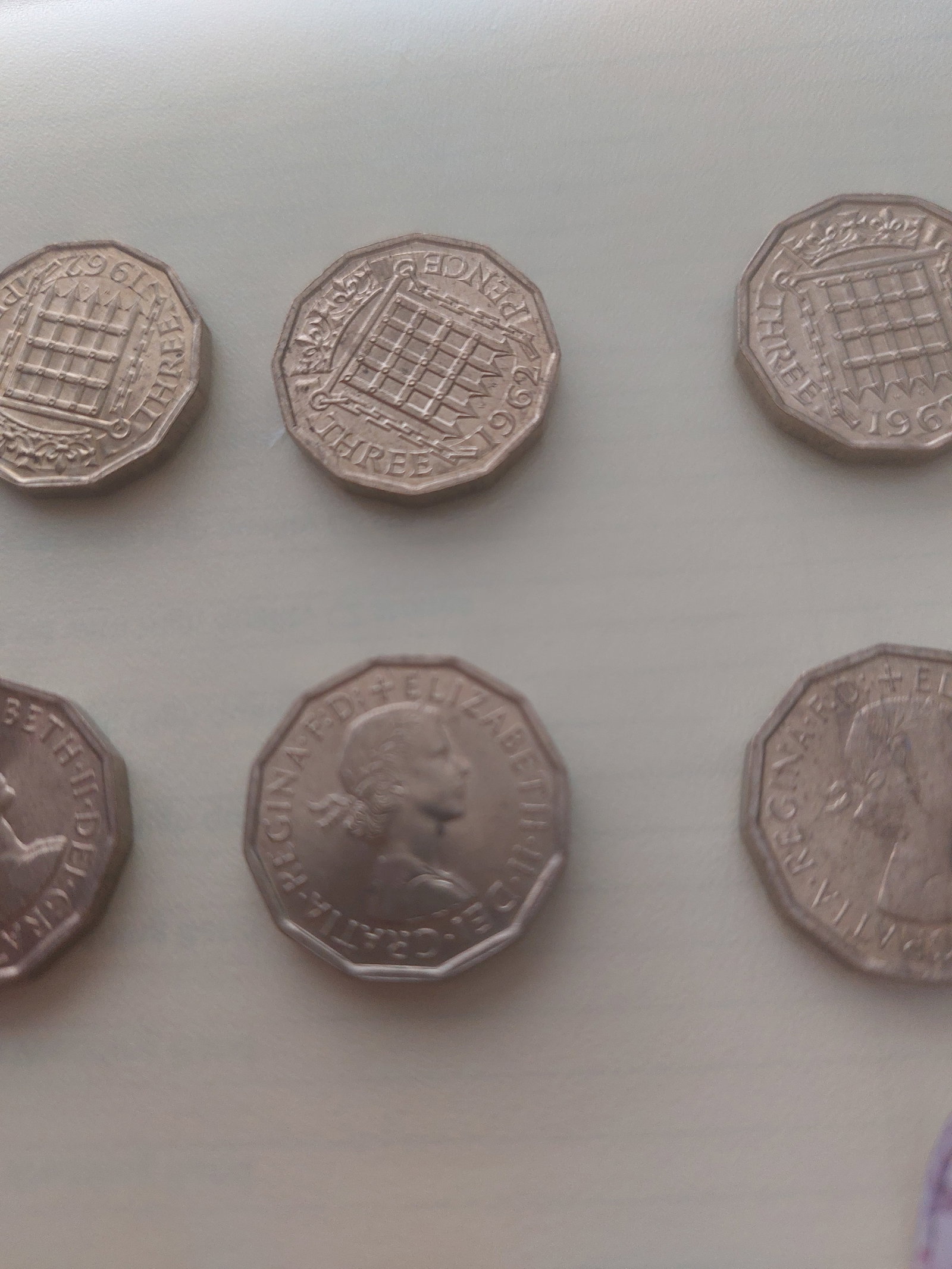 Threepenny Pieces x 14. 1962 - 2