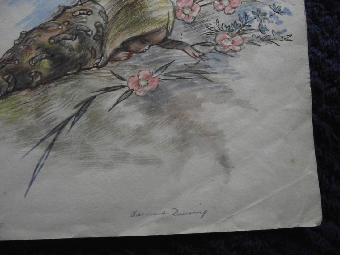 Brownie Downing - 4 x Rare Original Watercolour Illustrations - 3 Signed - 12