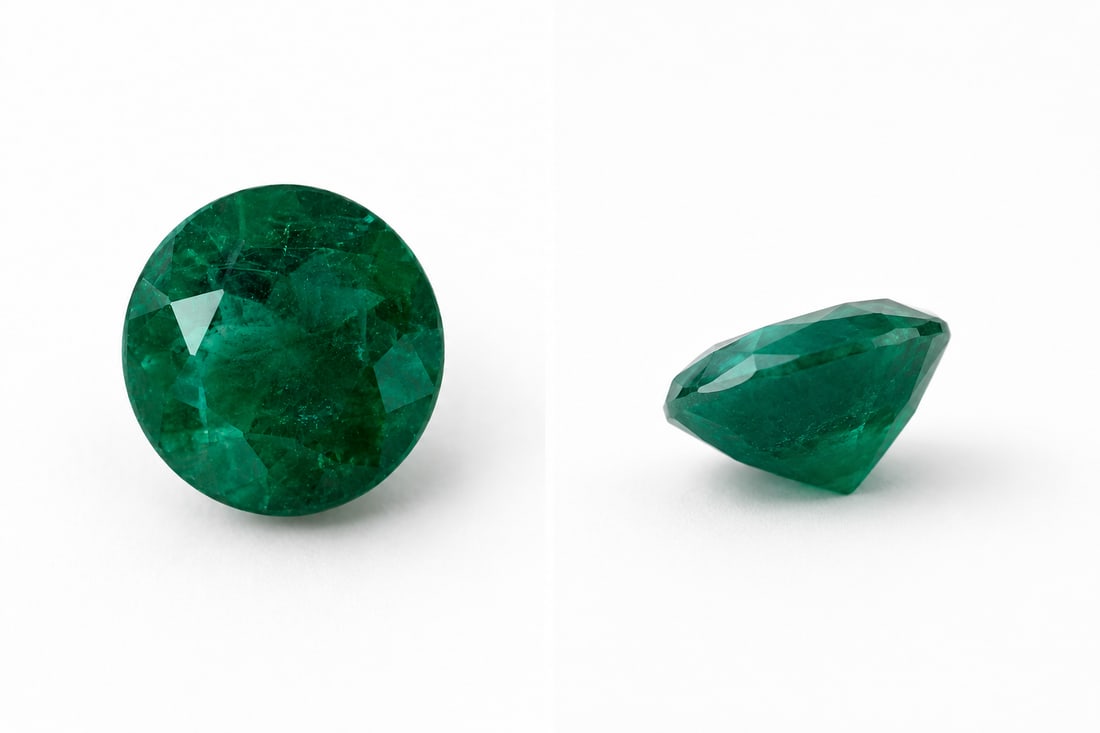 Natural Emerald Round Cut 8mm Green Gemstone: Title: Natural Emerald Round Cut 8mm Green Gemstone Description: Beautiful natural emerald gemstone in a classic round cut, measuring 8mm in diameter. Featuring a rich green colour with natural