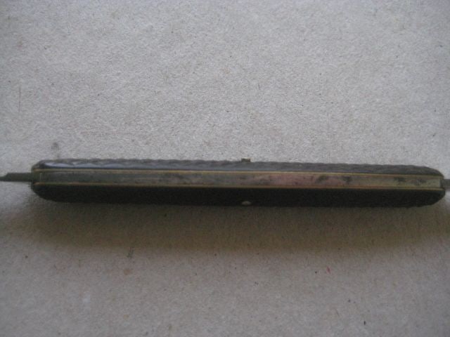 Antique Pressed Horn Hafted Twin Steel Bladed Penknife, c1900 - 8