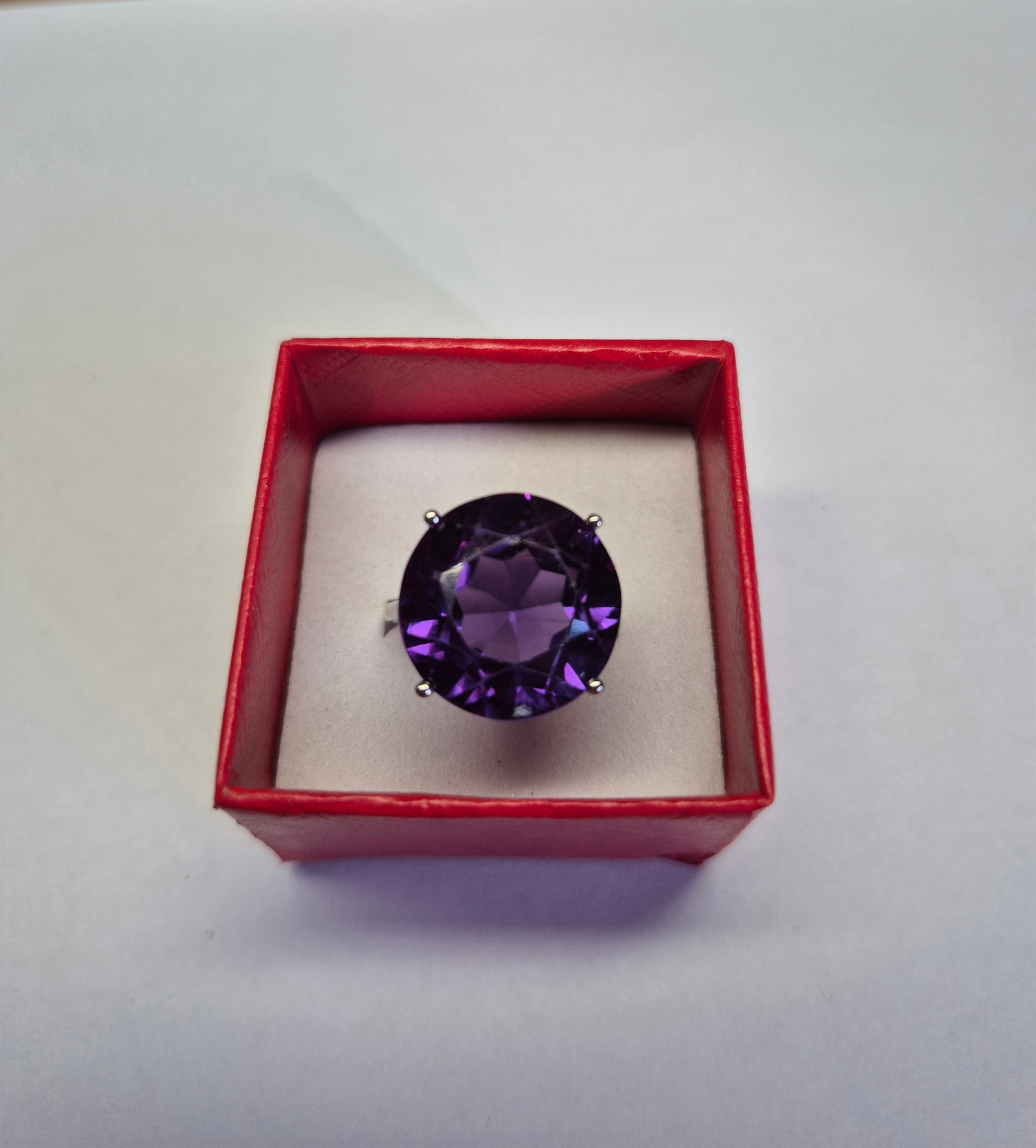 Large Natural Amethyst Ring 13.00 ct In Sterling Silver 925 - 2