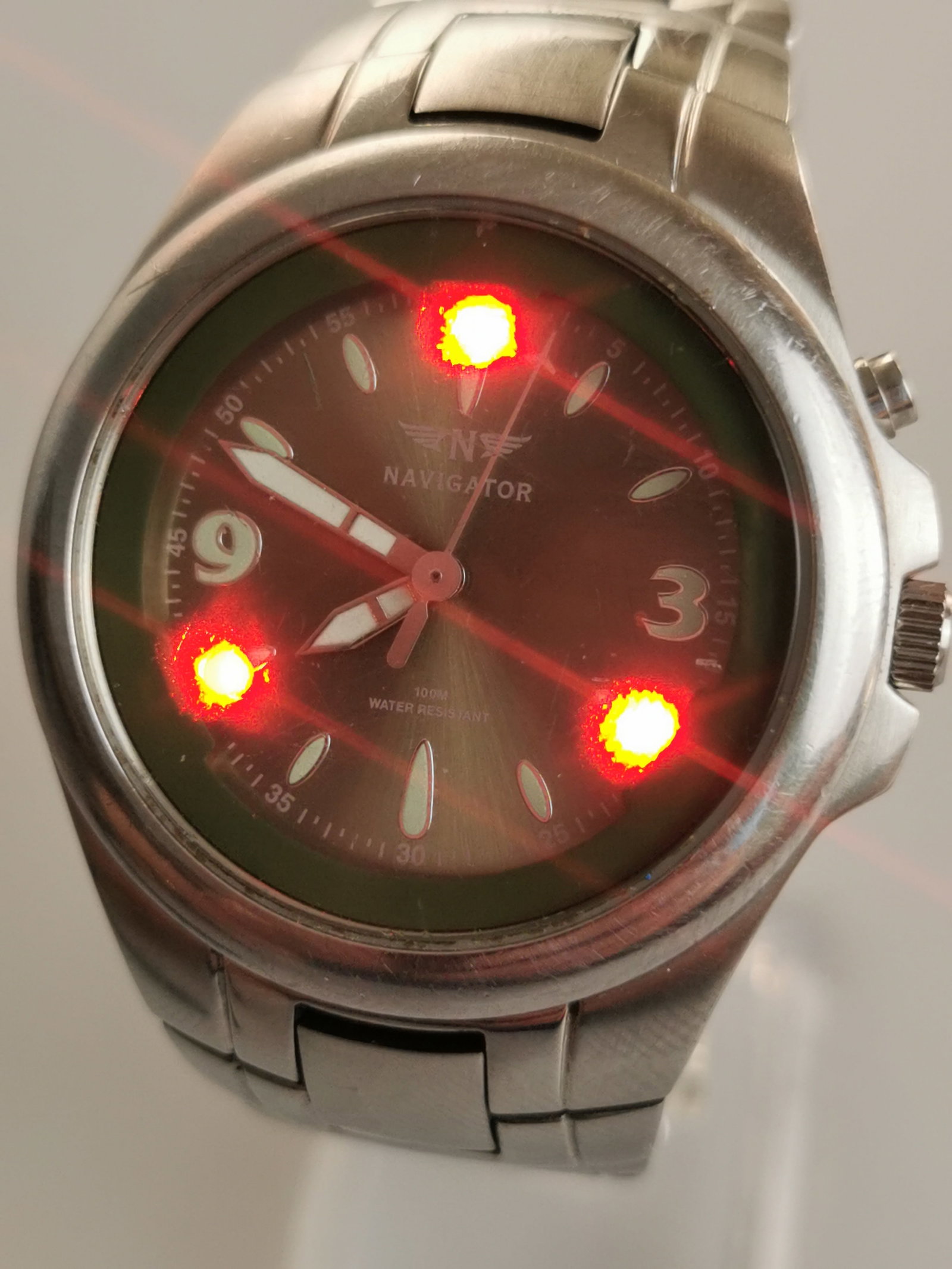Vintage Navigator LED Light-Up Watch | Contech NV0003 |: Title: Vintage Navigator LED Light-Up Watch | Contech NV0003 | Description: Unique Vintage Navigator (Contech) LED Light-Up Watch (Model NV0003) A distinctive vintage Navigator watch by Contech. This