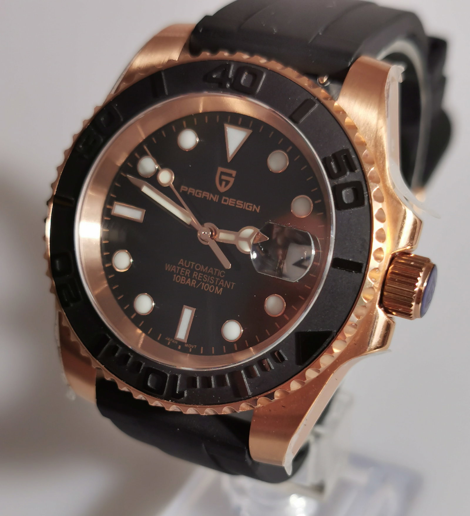 Pagani Design 40mm Automatic Rose Gold Watch - Rolex Yacht-Master Style Homage: Title: Pagani Design 40mm Automatic Rose Gold Watch - Rolex Yacht-Master Style Homage Description: This is a brand new Pagani Design 40mm Automatic, a high-quality homage to the Rolex