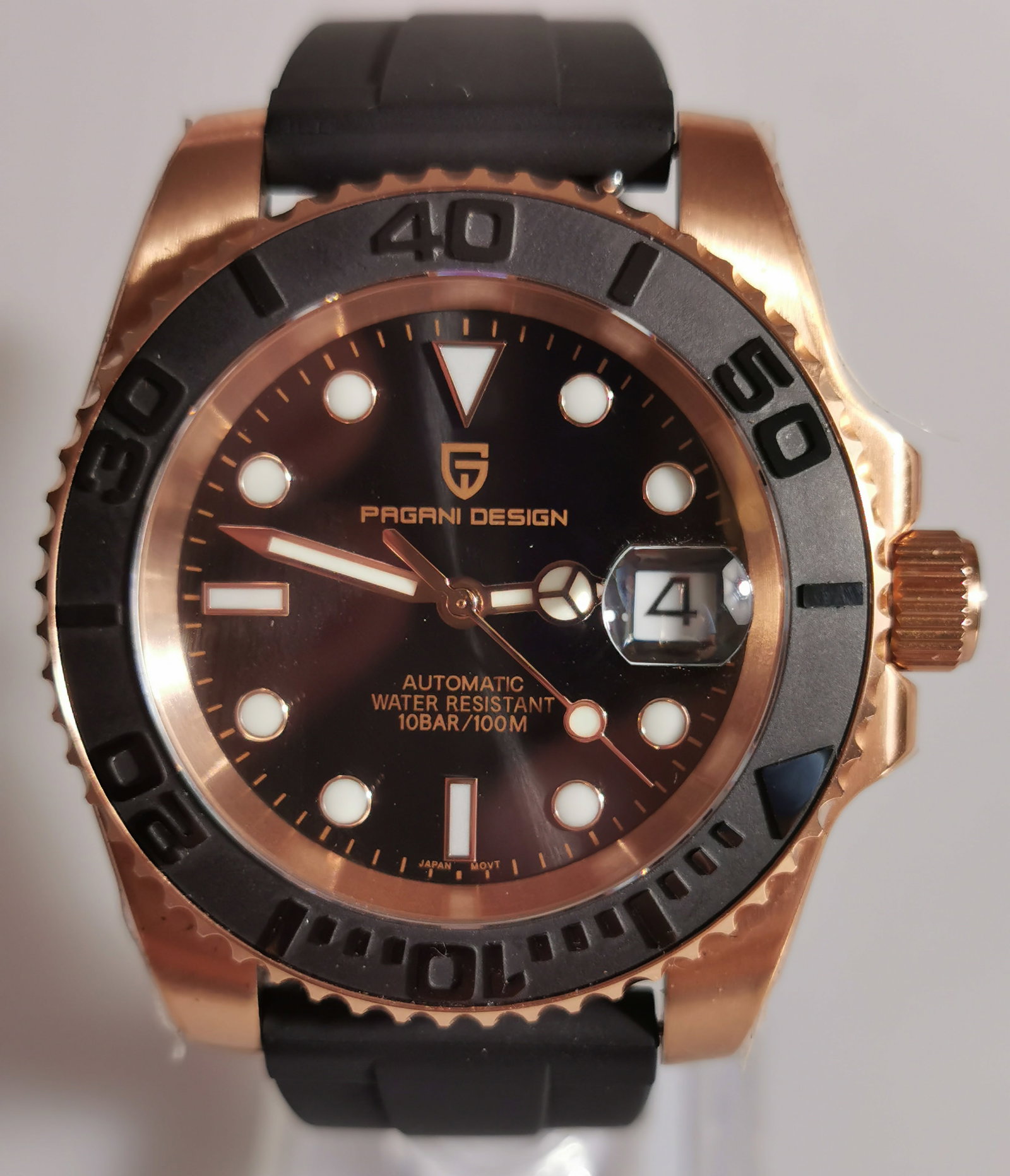 Pagani Design 40mm Automatic Rose Gold Watch - Rolex Yacht-Master Style Homage - 5