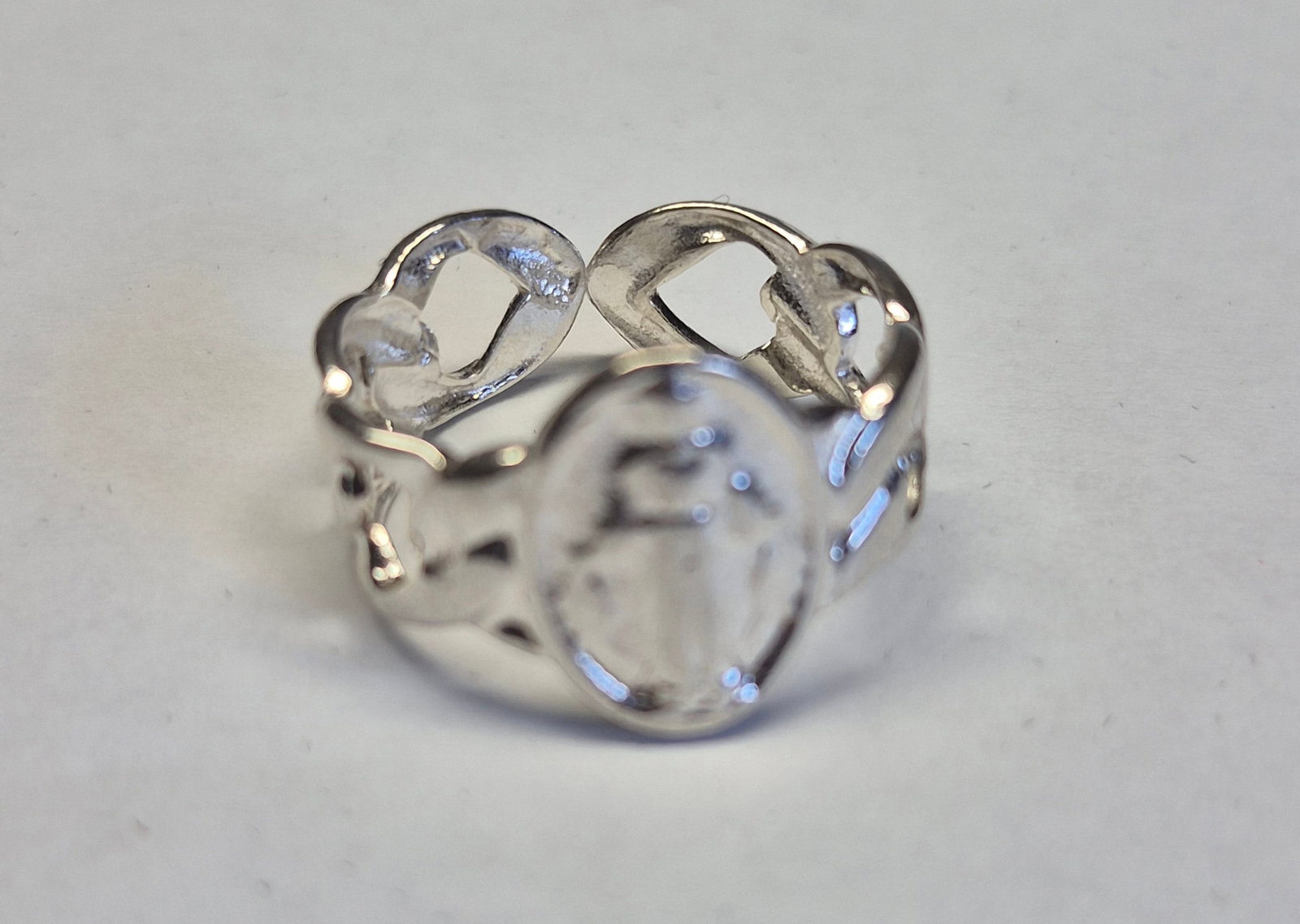 925 Sterling Silver Openwork Chain Link Ring – 2.7g - 3
