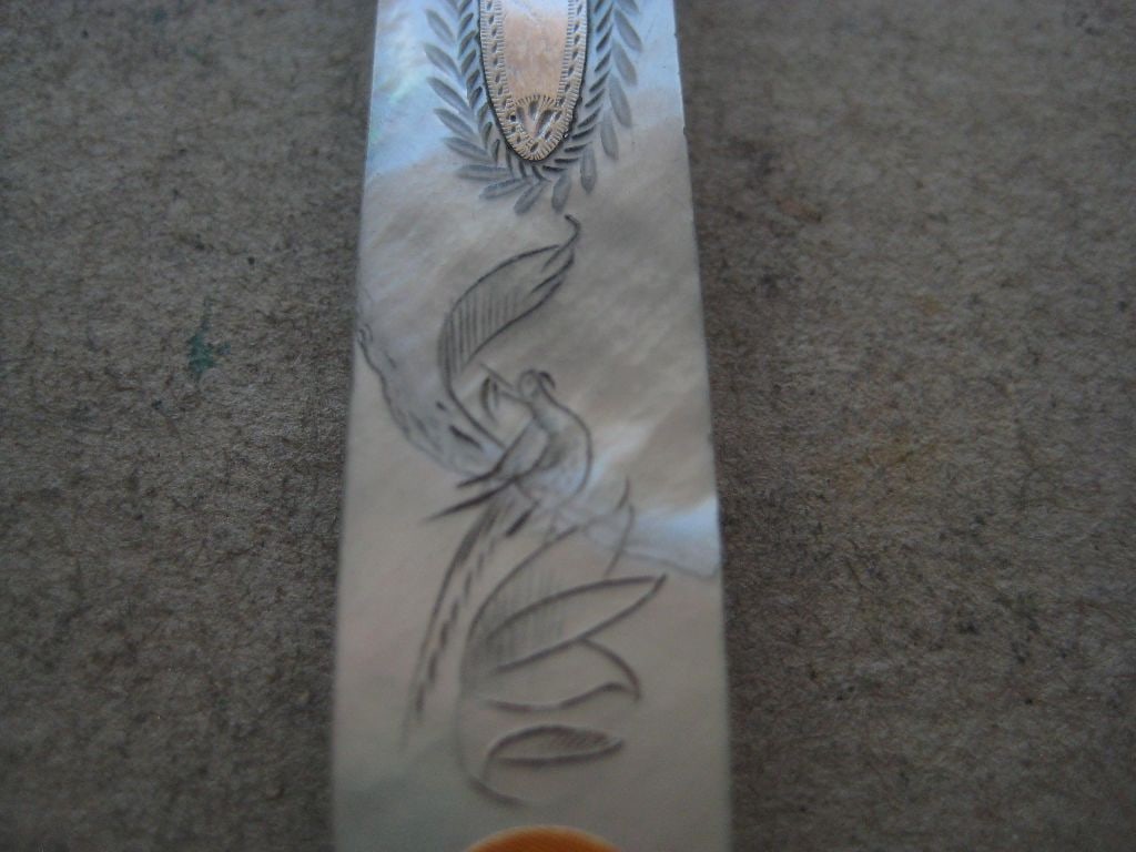 William IV Matching Mother of Pearl Hafted Silver Bladed Folding Fruit Knife and Folding Fork - 12