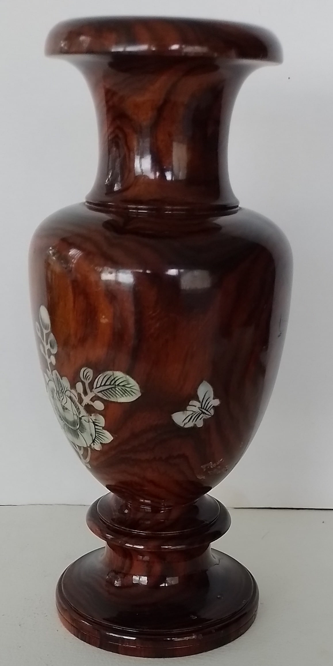 Wood Turned Vase With Mother of Pearl Inlay. - 3