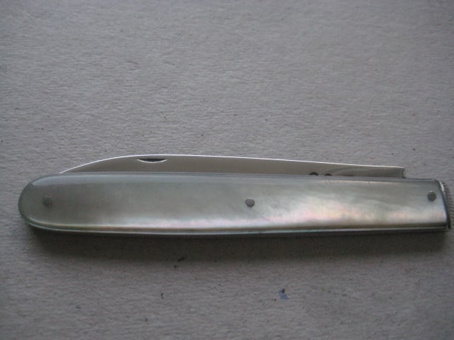 George III Mother of Pearl Hafted Silver Bladed Folding Fruit Knife - 8