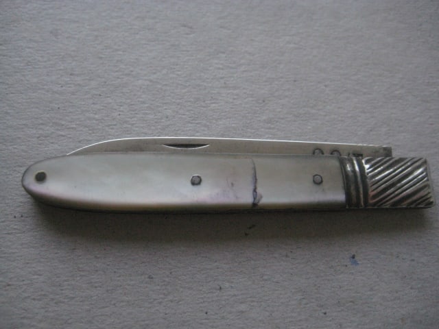 Rare George III Double Duty Marked Silver Bladed Folding Fruit Knife - 8