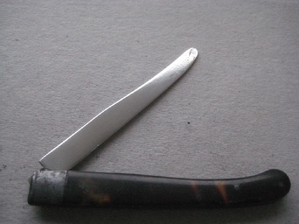 Rare George III Scimitar Silver Bladed Folding Fruit Knife - 2