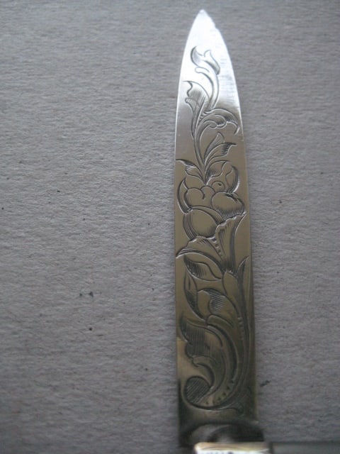 Victorian Mother of Pearl Hafted Silver Bladed Folding Fruit Knife, Sheffield 1876 - 7