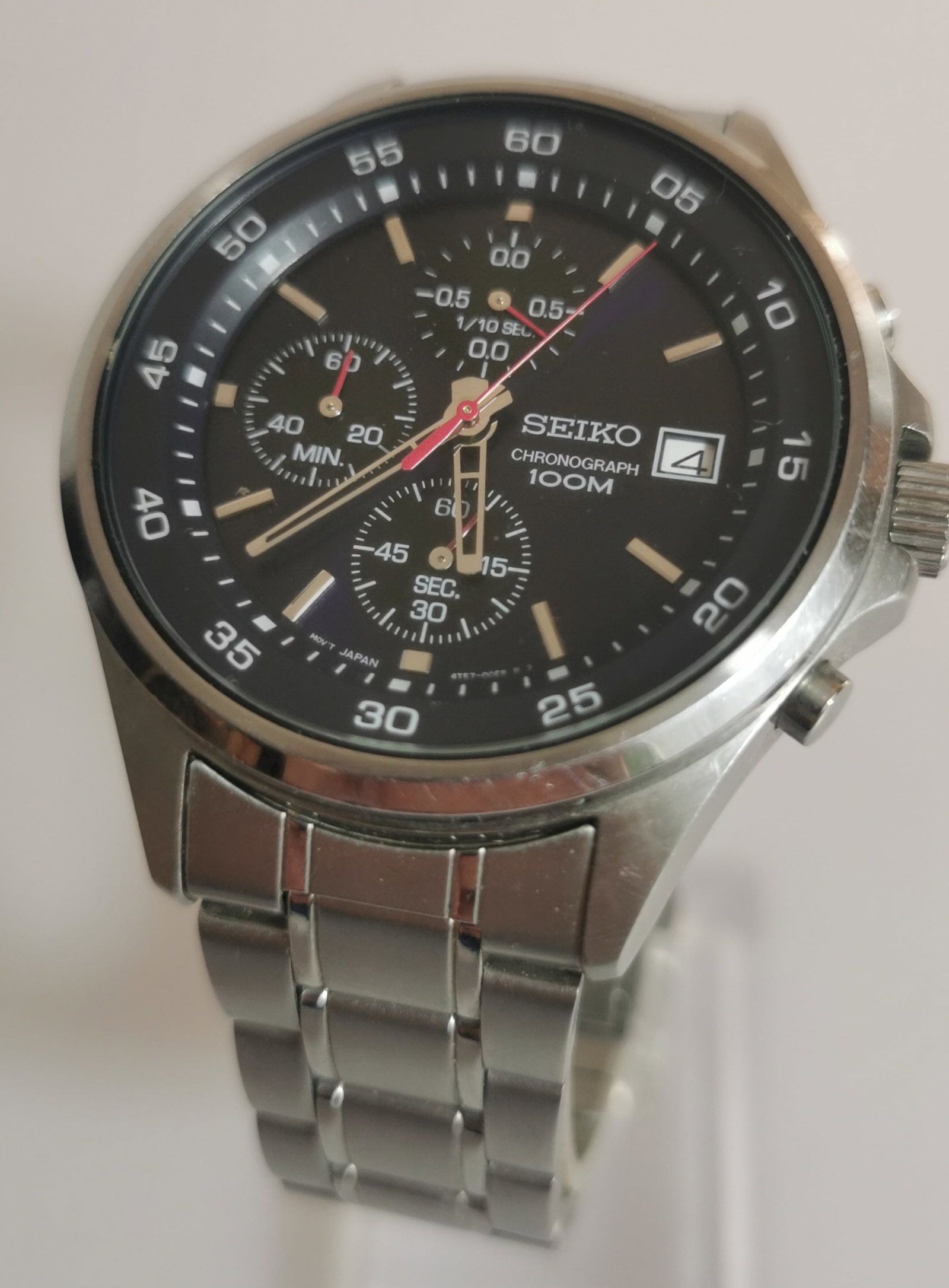 Seiko Chronograph 100M Men's Watch - Model 4T57-00E0 - Stainless Steel - 3