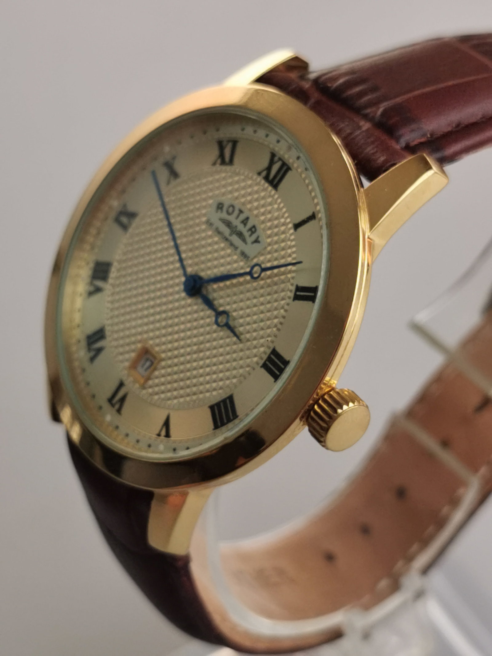 Men's Rotary Gold-Tone Dress Watch | Model GS42827/08 | Roman Numerals | Original Leather Strap |... - 2