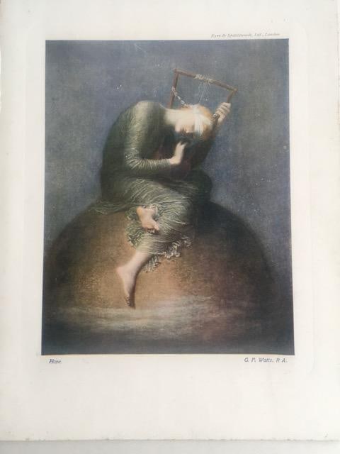 1938 'Hope' By 'G F Watts RA', Large Note Card By Eyre & Spottiswood Ltd: Title: 1938 'Hope' By 'G F Watts RA', Large Note Card By Eyre & Spottiswood Ltd Description: 1938 'Hope' by 'G F Watts RA', Large Note card by Eyre & Spottiswood Ltd Description: Note card