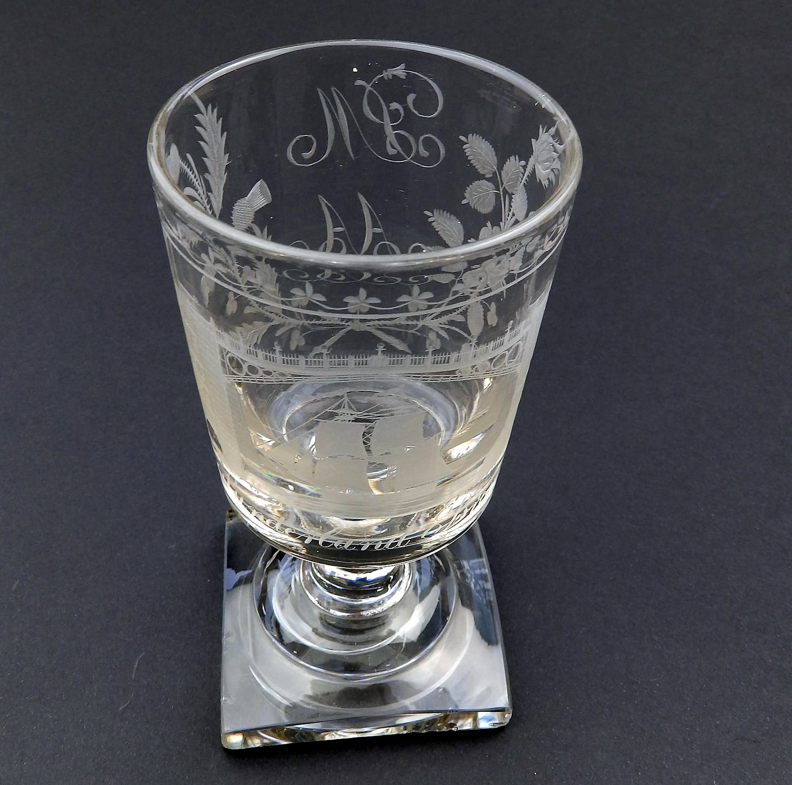 A Good Antique Georgian Sunderland Bridge Commemorative Glass Rummer C.1800+ - 3